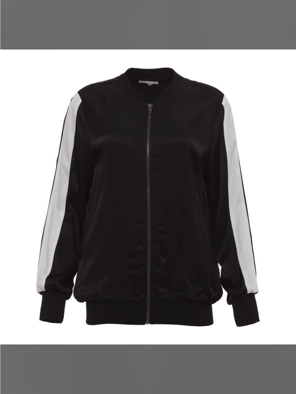 NWT Gold Hawk Women's Black Bomber Jacket with White Sleeve Stripes